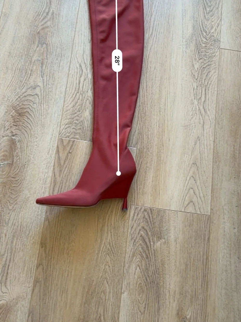 GIA / RHW Deep Red Stretch Over-the-Knee Boots Leather Sole Made in Italy EU 41
